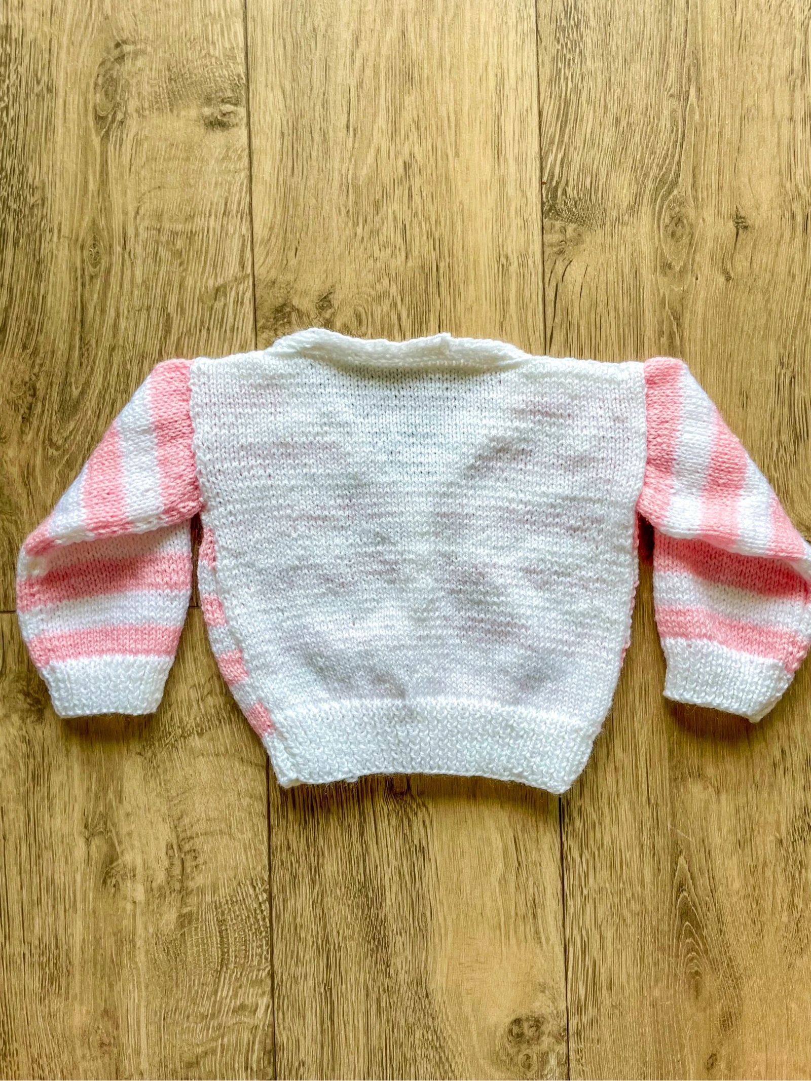 Lot of handmade white and pink striped baby girl vests size 3 months – photo 5